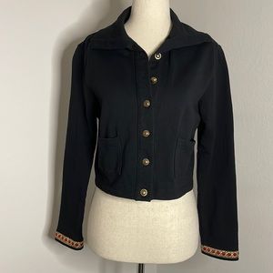 Bernie Dexter Black Crop Cardigan Gold Buttons Medium Vintage Style
